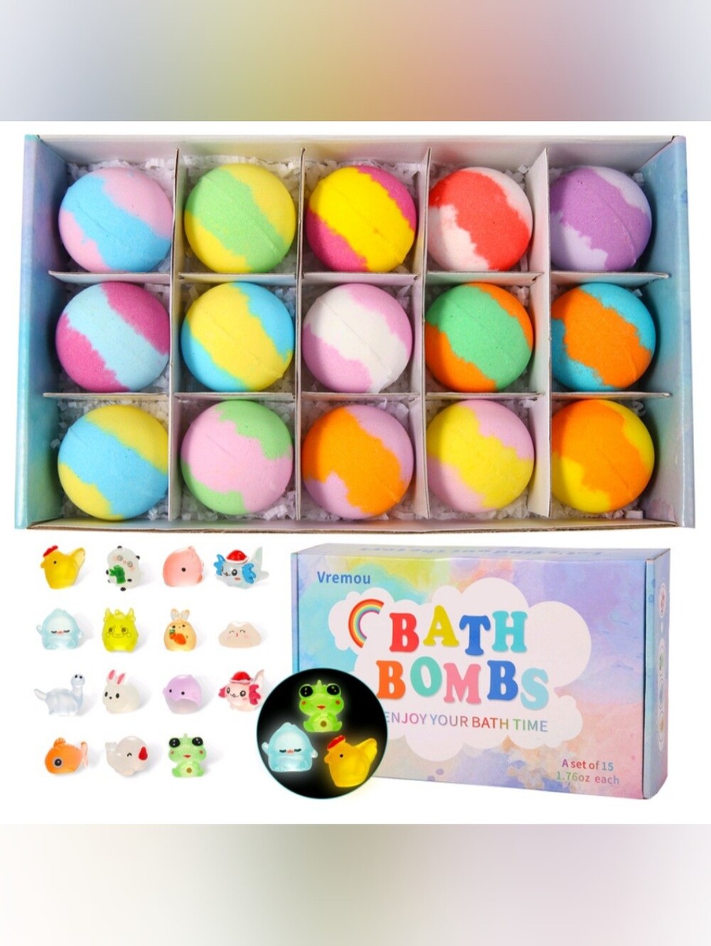 Vremou (15) - Kids Bath Bombs Toys All Natural